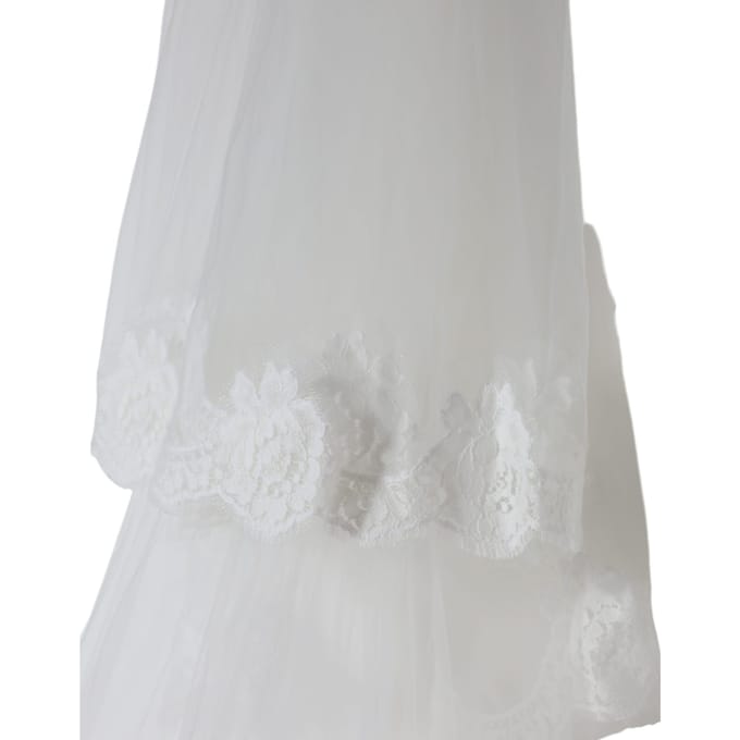 Witte Bloemen Kant Nylon Vloerlange Bruidsluier