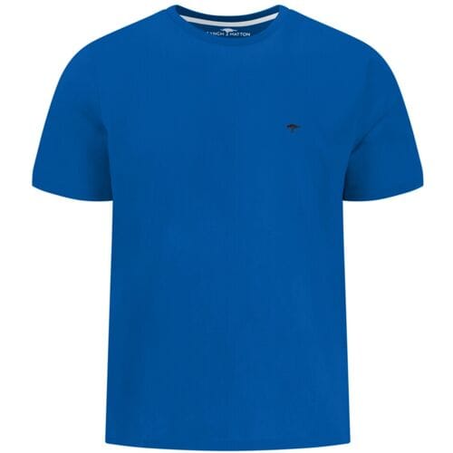 Fynch-Hatton T-Shirt Solid Color Crew Neck Subtle Logo Strong Blue / male