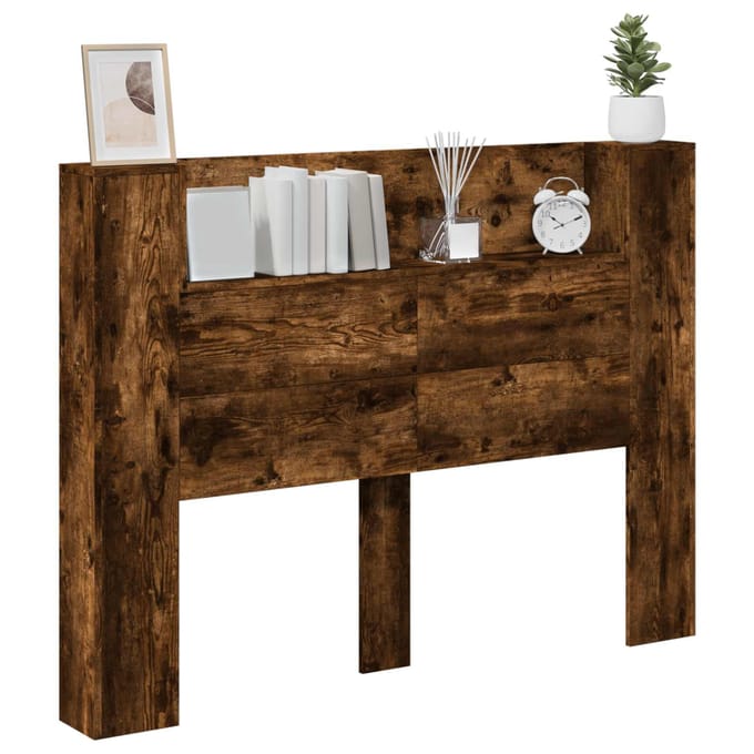 vidaXL - Hoofdeinde - Kast - met - LED - Gerookte - Eik - Bewerkt - hout