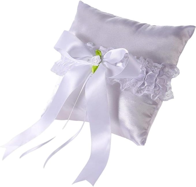 Bruiloft Ringkussen - Huwelijk Accessoire - Trouwceremonie - Stijlvolle Presentatie - 15x7x15 cm - Wit