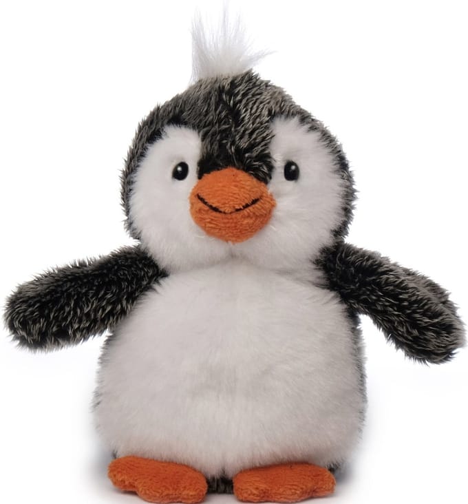 Inware pluche pinguin knuffeldier - grijs/wit - staand - 13 cm