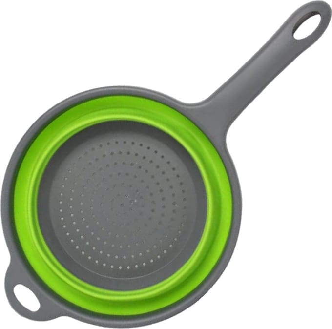 Fako® - Inklapbare Vergiet Met Handvat - Opvouwbaar - Siliconen - Groot - Groen/Grijs