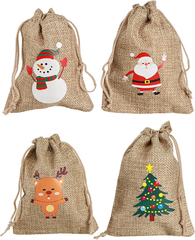 Cadeauzakje Kerstjutezakje naturel 10×13cm 8st