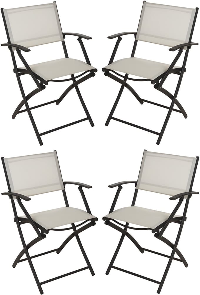 Redcliffs Klapstoel - 4x - beige - opklapbaar - 46 x 52 x 85 cm - staal/polyester - campingstoel/tuinstoel