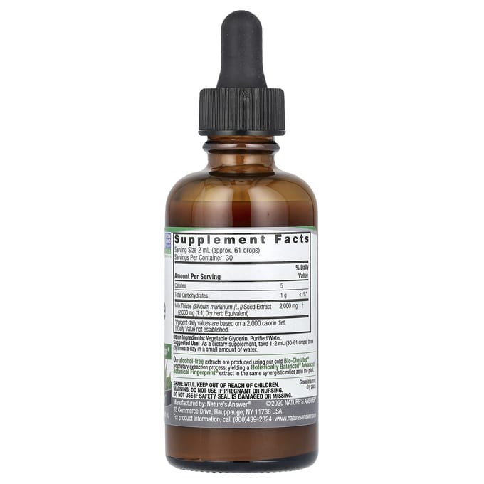 Nature'S Answer, Mariadistelsaad, Vloeibaar Extract, Alcoholvrij, 2.000Mg, 60Ml(2 fl oz)