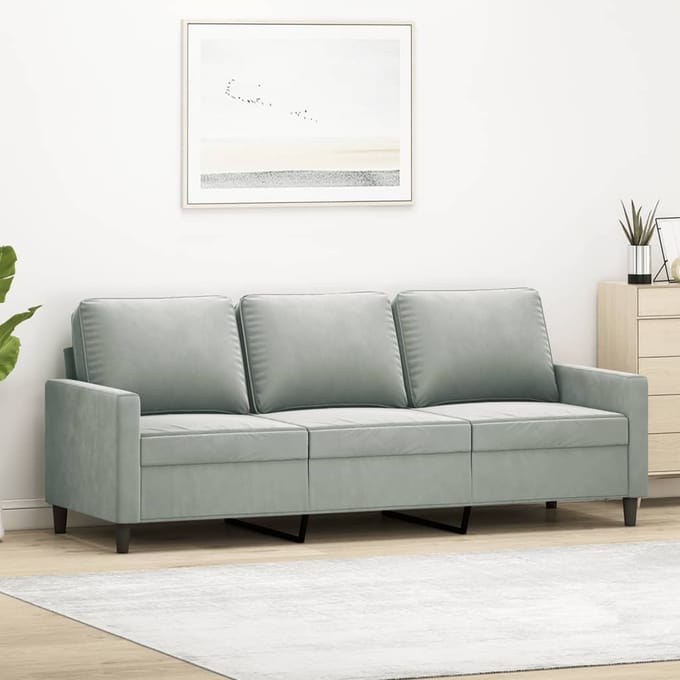 vidaXL - Driezitsbank - 180 - cm - fluweel - lichtgrijs
