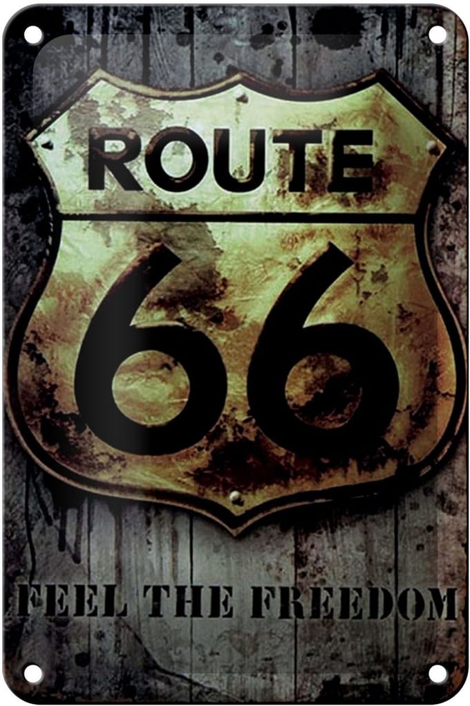 Blechschild Retro 12x18cm route 66 feel the freedom