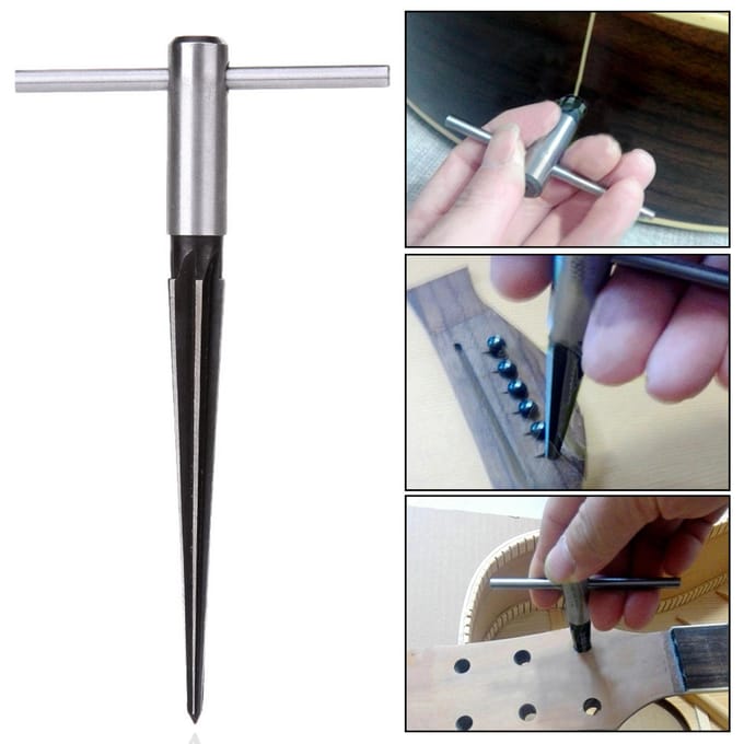 Taps toelopende B-rand Pin Hole Reamer Gitaar Houtbewerker Luthier Ream Tool zwart