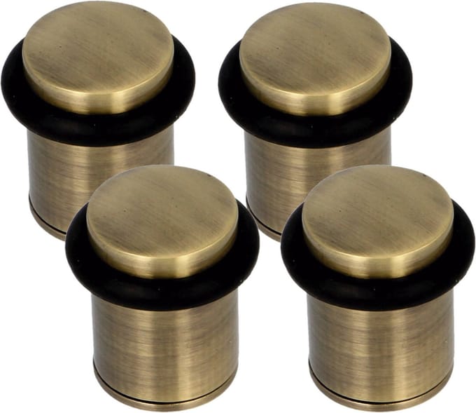 AMIG Deurstopper/deurbuffer - 4x - D32mm - inclusief schroeven - geborsteld nikkel