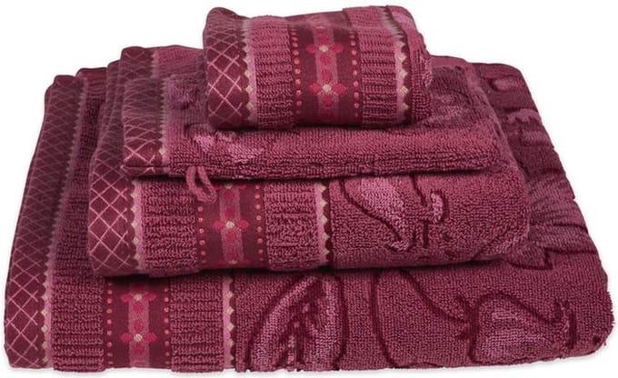 Pip Studio Jasmin Jacquard Handdoek - 55x100 cm - Set van 3 - Donker Roze