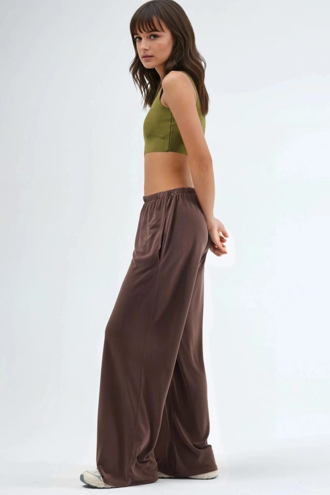 Elastische Taille Rechte Leg Modal Broek