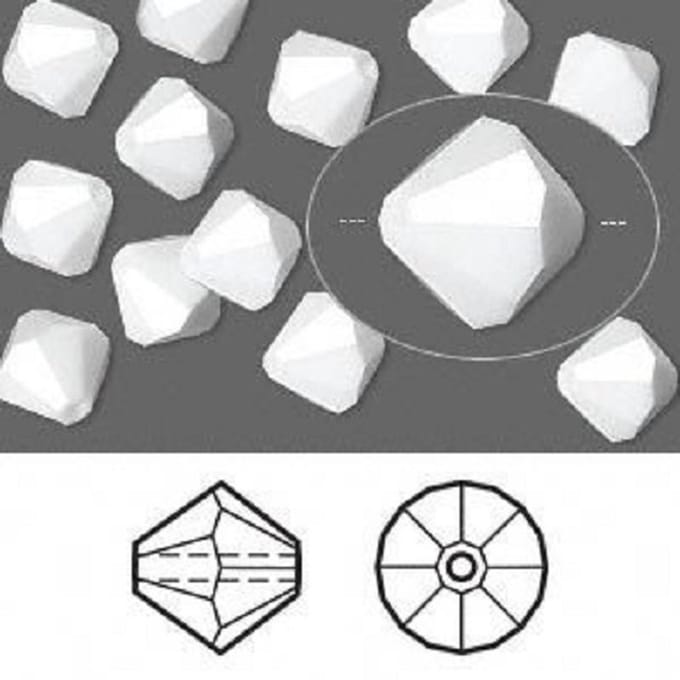 Swarovski Elements, Bicone (5328), 8mm, chalkwhite. Per 24 stuks