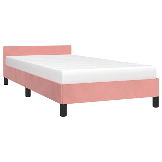 vidaXL - Bedframe - met - hoofdeinde - zonder - matras - 80x200 - cm - fluweel - roze