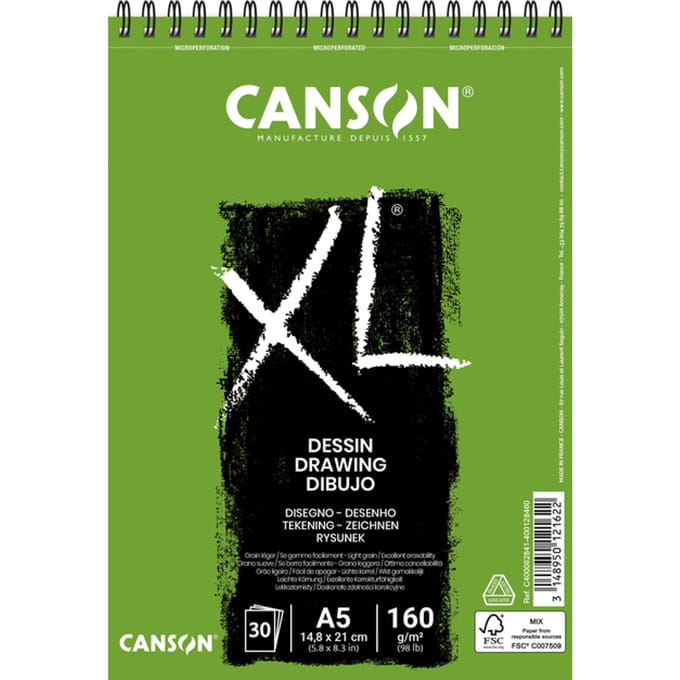Tekenpapier Canson XL Drawing 30vel 160gr A5 wit