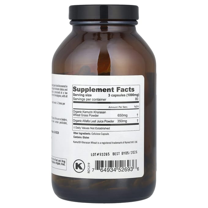 Pure Planet, Pousse de Blé Ancestrale, 240 Capsules Végétales
