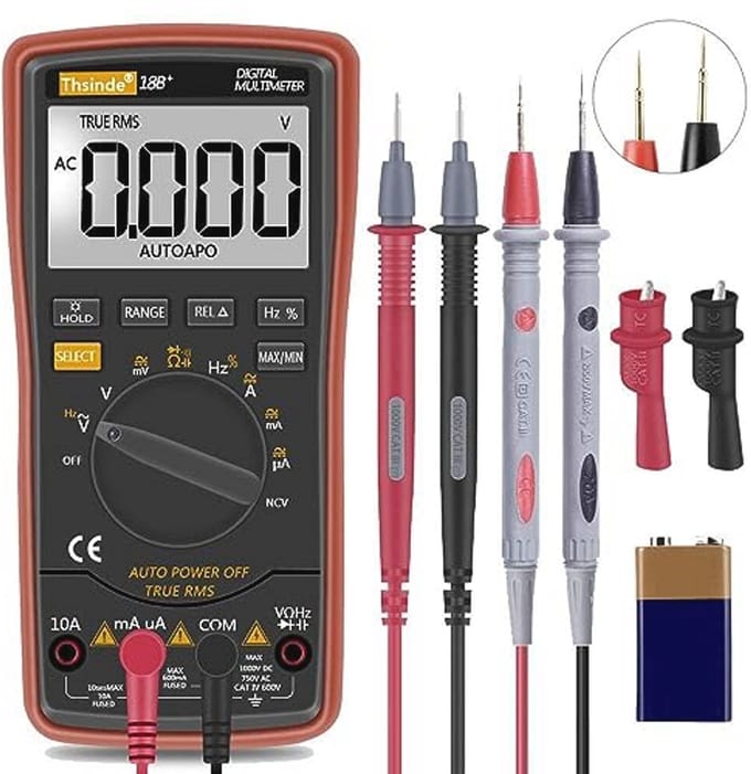 Digitale multimeter automatische bereikkeuze met verlichte display en true RMS functie