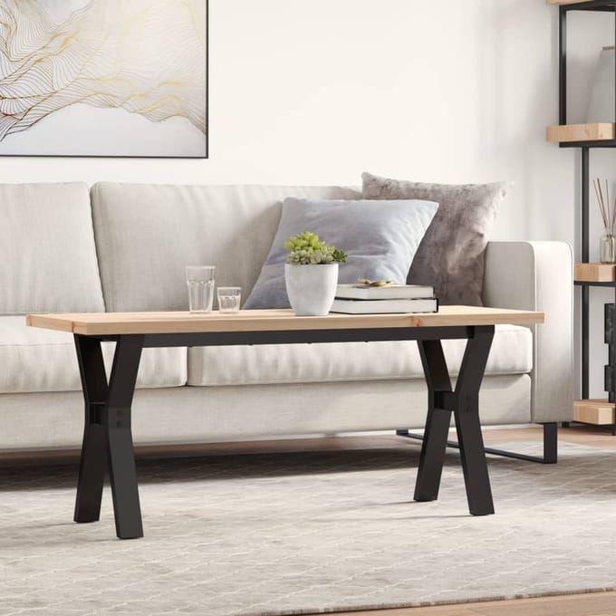 vidaXL - Salontafel - Y-frame - 110x40x45,5 - cm - grenenhout - en - staal
