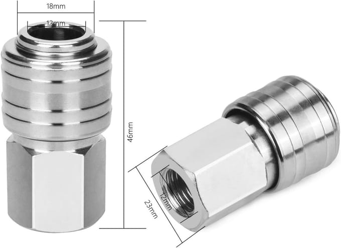 Gsedaox-Set luchtkoppelingen-Pneumatische koppelingen-10 stuks-compressoraccessoires-zilver-1/4inch