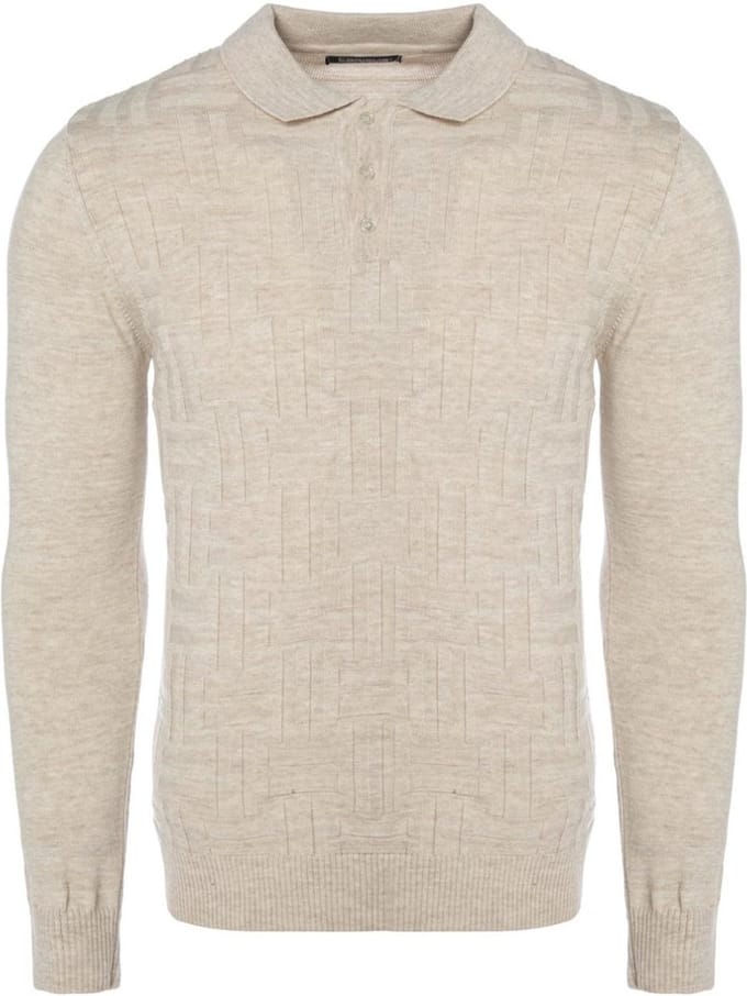 Carisma Heren Trui Polokraag Gewerkt Beige 7881 - S