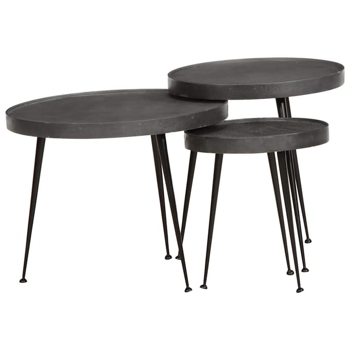 vidaXL - Salontafel - 3 - stuks - Zwart - bewerkt - hout