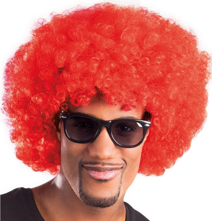 Boland - Pruik Groove rood Rood - Afro - Kort - Unisex - Danser/danseres - 70's, 80's & 90's - Disco