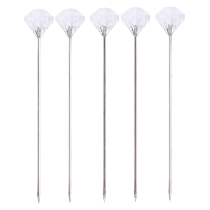 300 Stuks Corsage Spelden Glanzend Exquise Elegante Strass Rechte Spelden voor Bruiloftsfeest white
