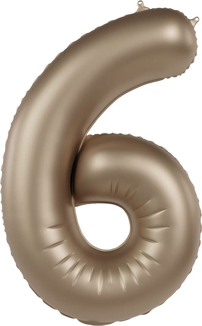 Folieballon Cijfer 6 - Starlight Gold - Satin Gloss - 86 cm