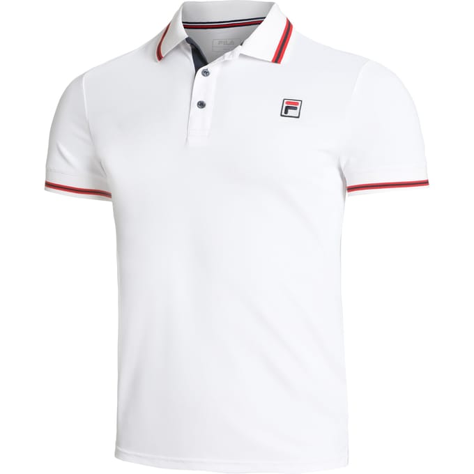 Fila Core Button Piro Polo Heren-Wit,Rood
