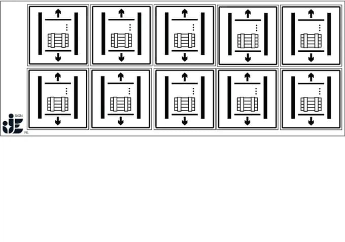 Goederenlift sticker | 5 x 5 cm - 10 stuks per vel