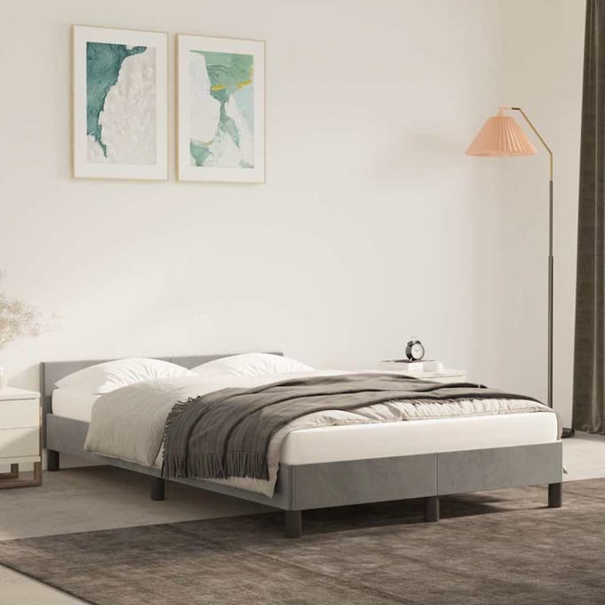 vidaXL - Bedframe - zonder - matras - 120x200 - cm - fluweel - lichtgrijs