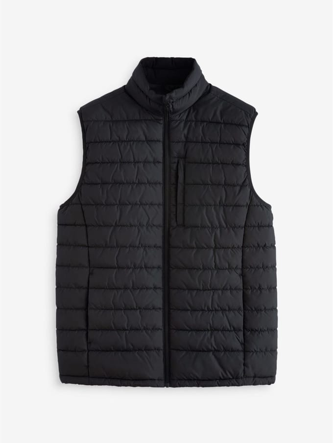 Next - Heren - Regenbestendige, dunne gewatteerde bodywarmer - Zwart