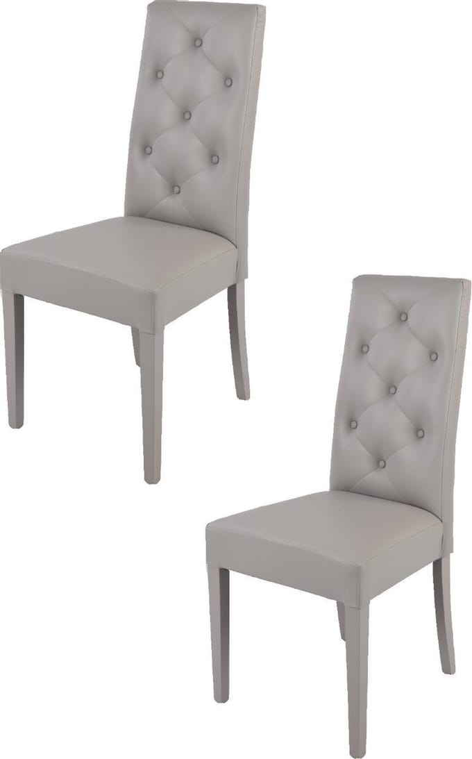 Tommychairs Chantal - Eetkamerstoelen - Set van 2 - Licht Grijs - Kunstleer & Hout