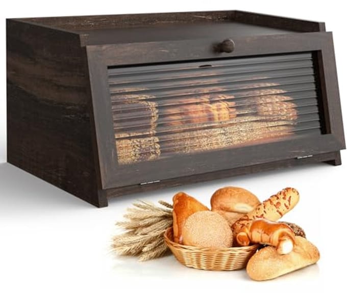 Grote Brooddoos voor de Keuken - Bamboe Broodcontainer met Venster