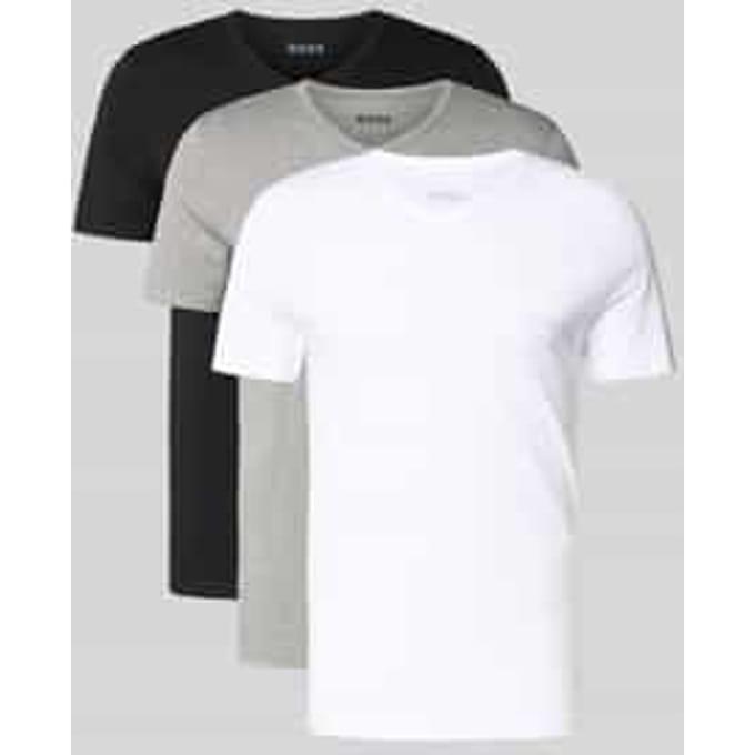 HUGO BOSS Classic T-shirts regular fit (3-pack) - heren T-shirts V-hals - wit - grijs - zwart