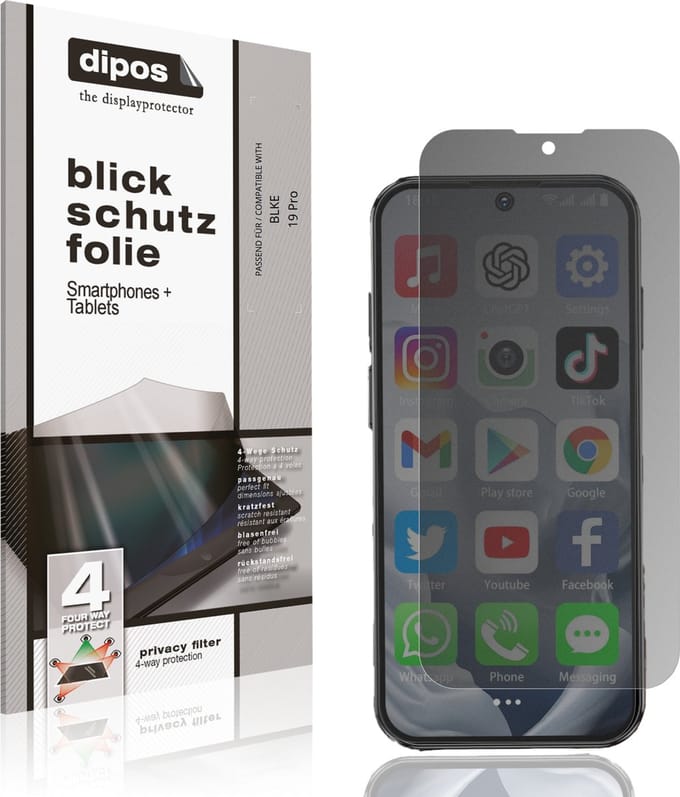 dipos – Matte Privacy Screenprotector geschikt voor BLKE 19 Pro | Anti-Spy Beschermfolie