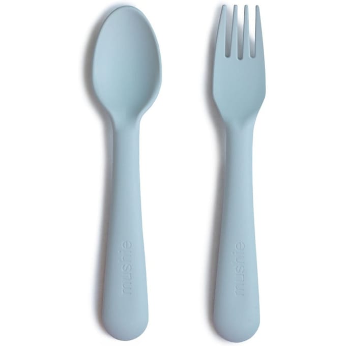 Mushie - Kinderservies Vork & Lepel - Bestek - Powder Blue