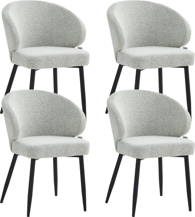 Colenis® - Ruby Eetkamerstoel - Set Van 4 – Ecru – Bouclé - Design