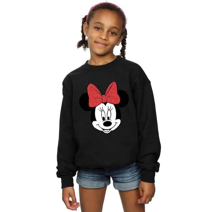 Disney Meisjes Minnie Mouse Hoofd Sweatshirt (Zwart)
