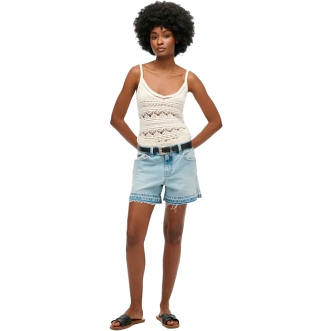 Superdry - Cut-off short met middelhoge taille - Dames - Jeans shorts