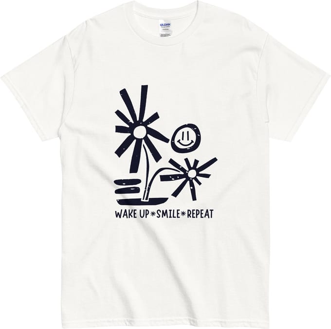 Motiverend T Shirt - Dames en Heren - Ochtendroutine met een Glimlach - Wit - M