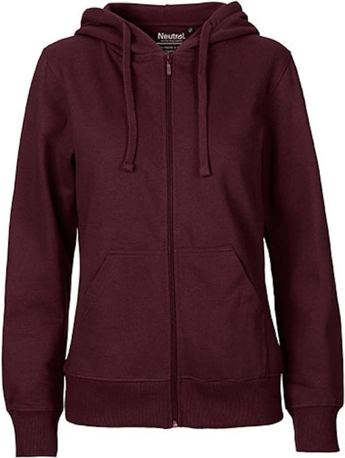 Fairtrade Ladies Zip Hoodie met capuchon Bordeaux - XL