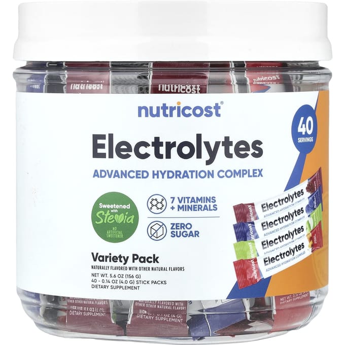 Électrolyte, Complexe d'hydratation avancée, Assortiment, 40 sachets sticks, 4G (0.14Oz) Chaque