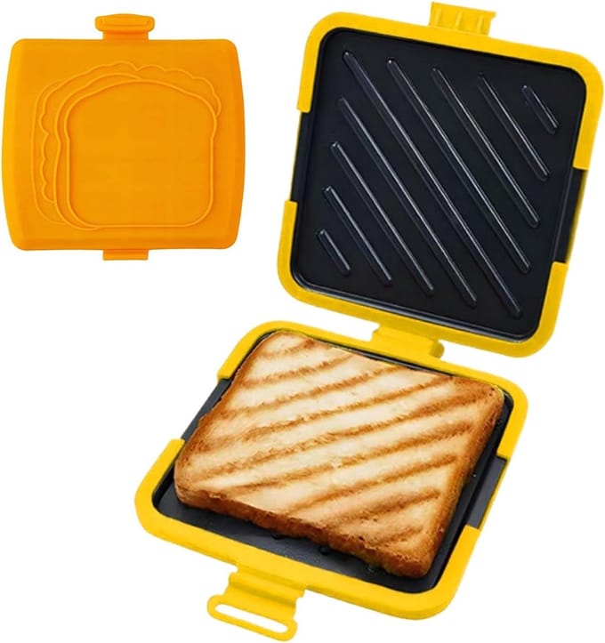 Gegrilde Kaas Maker - Broodpers Pan - Snacks Bereiden - Magnetron Verwarming - 17 cm Breed - Oranje