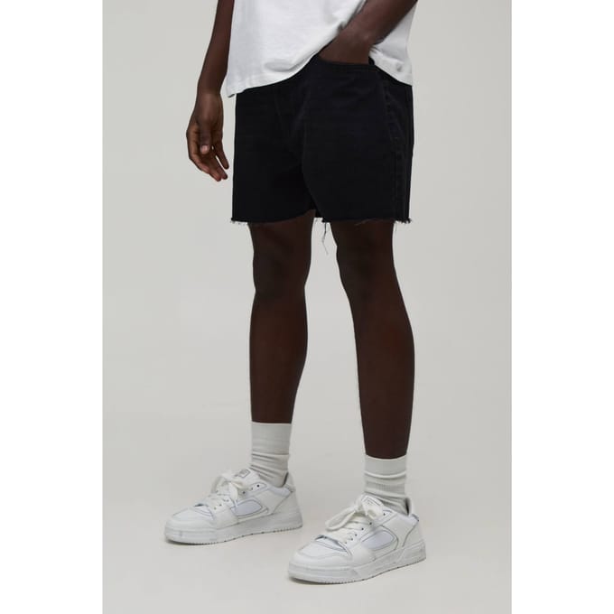 Short Length Rigid Denim Shorts | Washed Black | Size 48