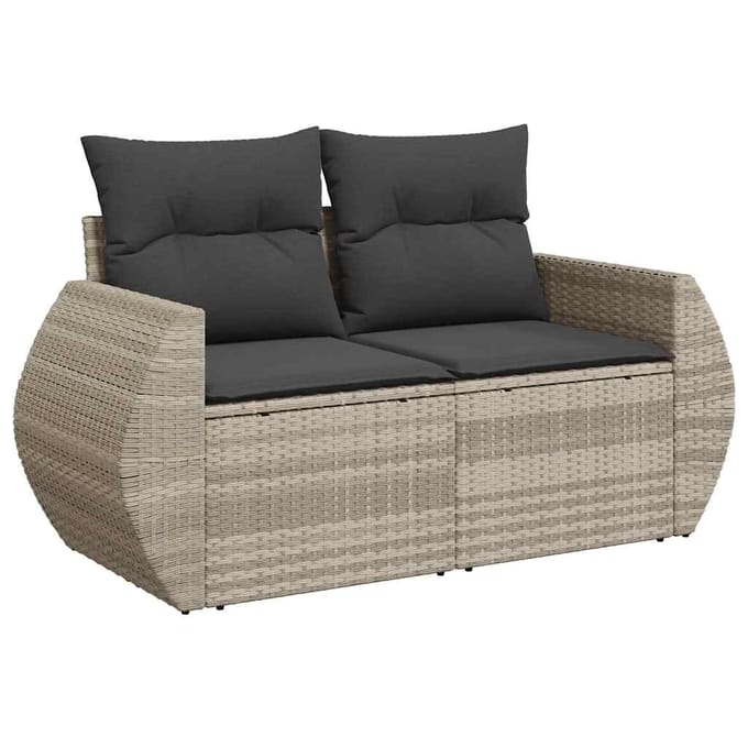 vidaXL - 6-delige - Loungeset - met - kussens - poly - rattan - lichtgrijs