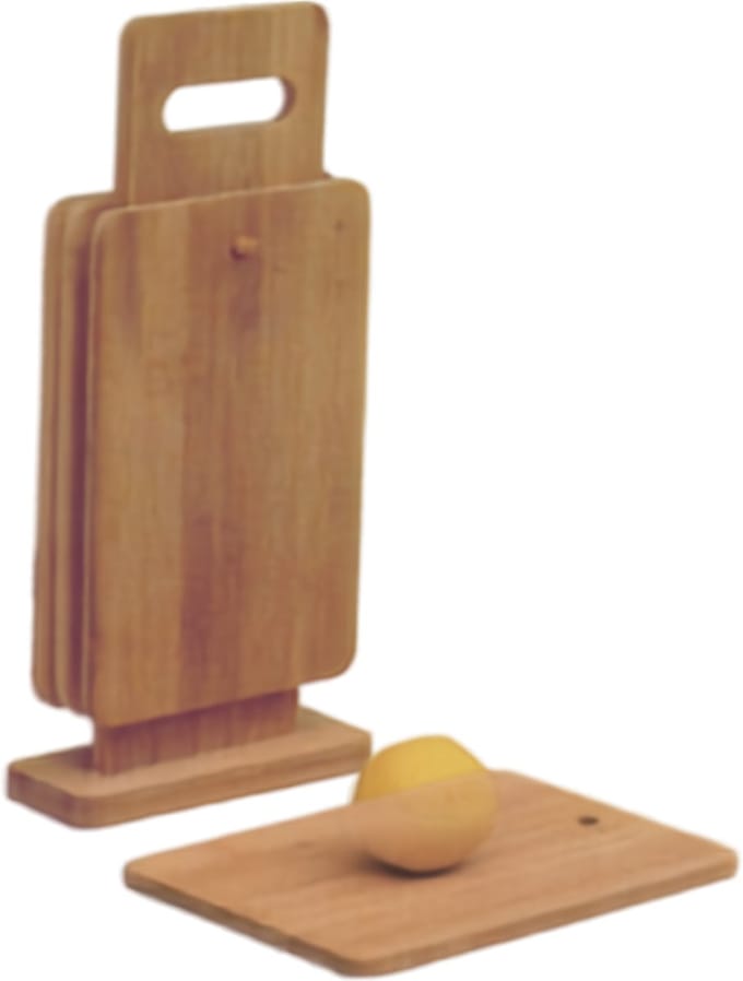 Bamboe snijplankenset 4 st met standaard 22x14 cm