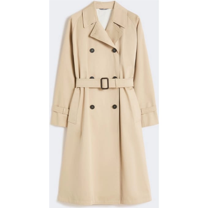 loopgraaf in gabardine met print vrouw pruim