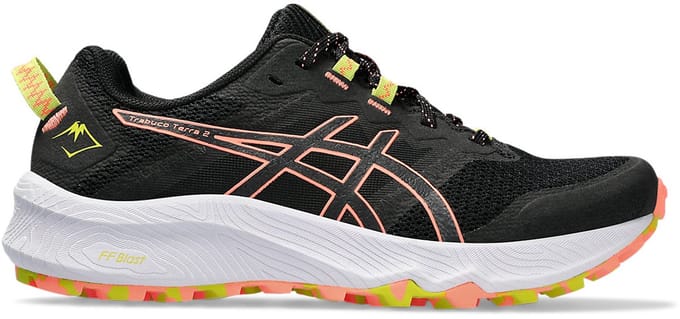 ASICS Trabuco Terra 2 - Trailschoenen - Maat 43.5 - Black/Sun Coral / Zwart Rood - Trabuco - Trailrunning - Dames Trailschoenen