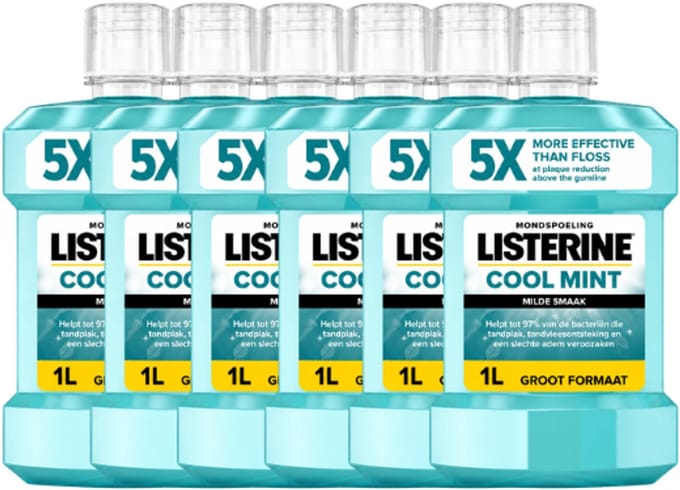 Listerine Cool Mint Mild Mondwater - 6 x 1000 ml