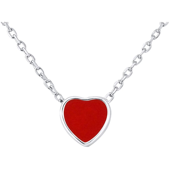 Zilveren rood hart ketting 925 - passie